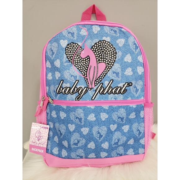 NEW Baby Phat Backpack Cat y2k purse hip hop vintage rhinestone pink glam school - Picture 8 of 8